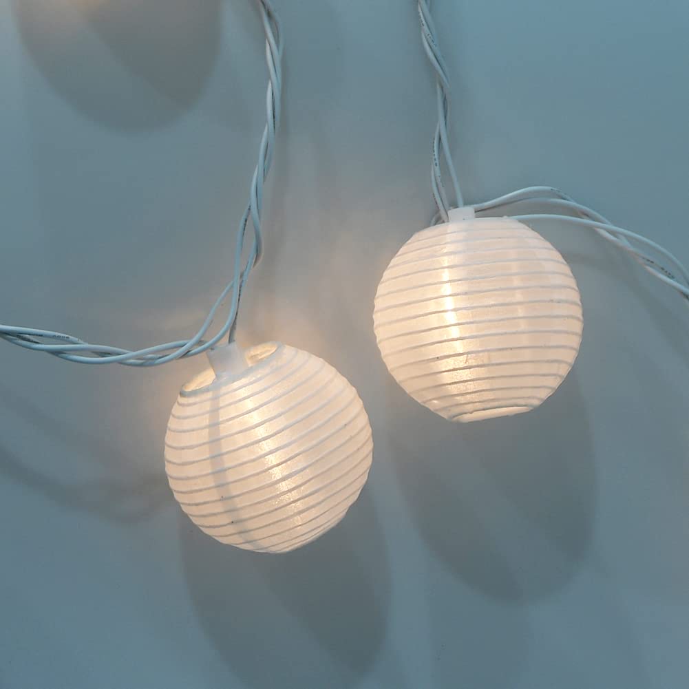 Waterproof UL Certified 8.5 Ft Lantern String Lights with 10 Nylon Lanterns - 8