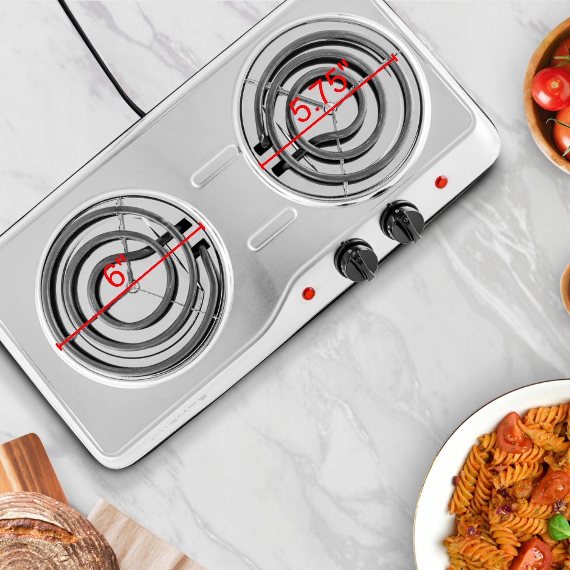 OVENTE 1700W Electric Countertop Double Burner - 6