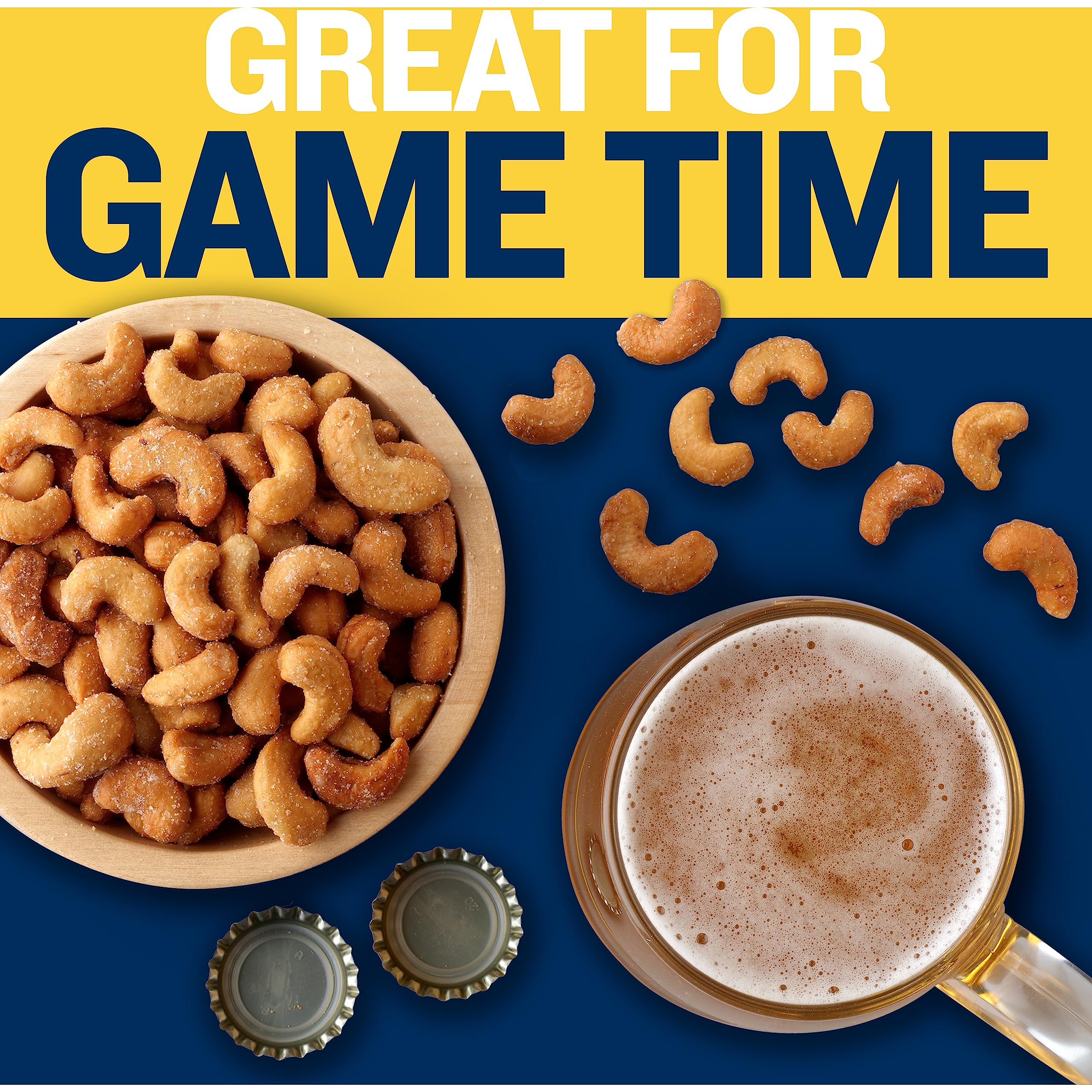 PLANTERS Deluxe Honey Roasted Whole Cashews – Sweet & Salty Healthy Snack, Vegan Protein Source, 3oz Bags (12-Pack) | Perfect for Office Snacks, Travel & Party Treats
