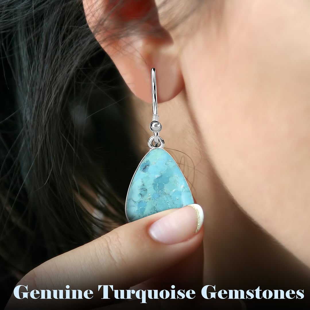 925 Sterling Silver Turquoise Drop Dangle Earrings for Women - Boho Western Jewelry, Birthday Gift for Her | Perfect for Casual Wear, Parties & Special Occasions