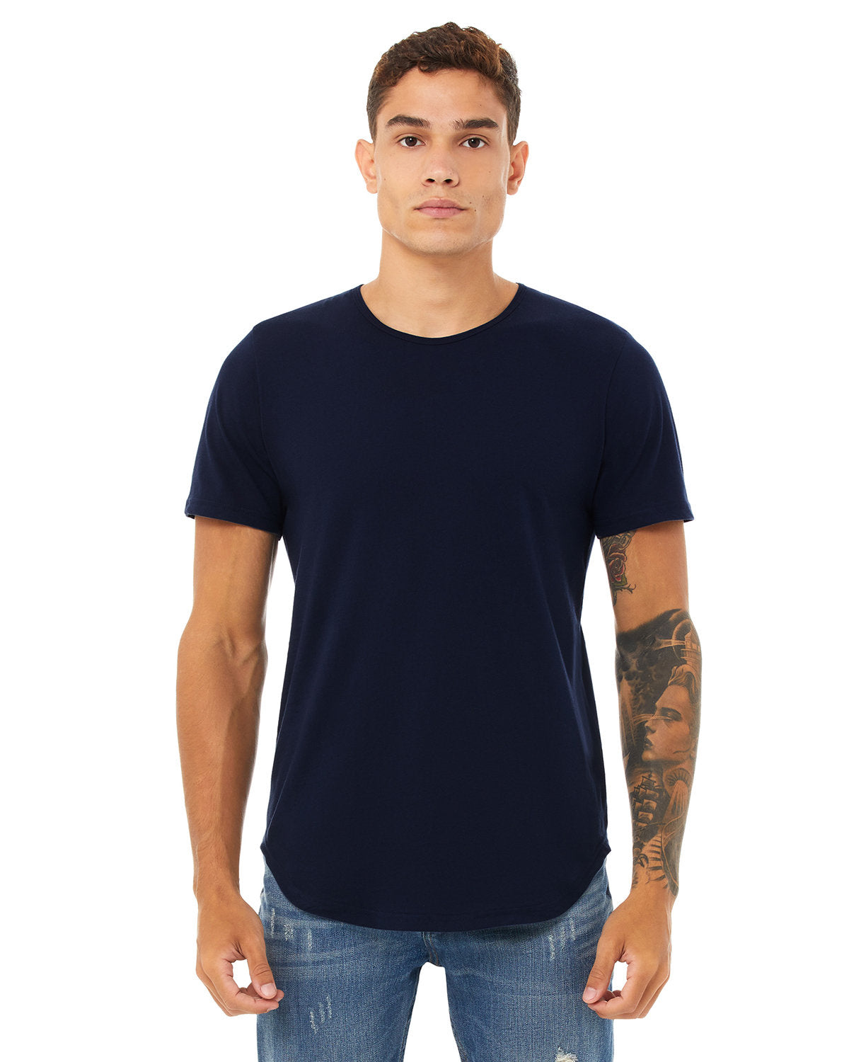 Bella + Canvas 3003C FWD Fashion Men's Curved Hem Short Sleeve T-Shirt - Soft Cotton Crew Neck Tee for Casual Wear, Gym & Everyday Outfits