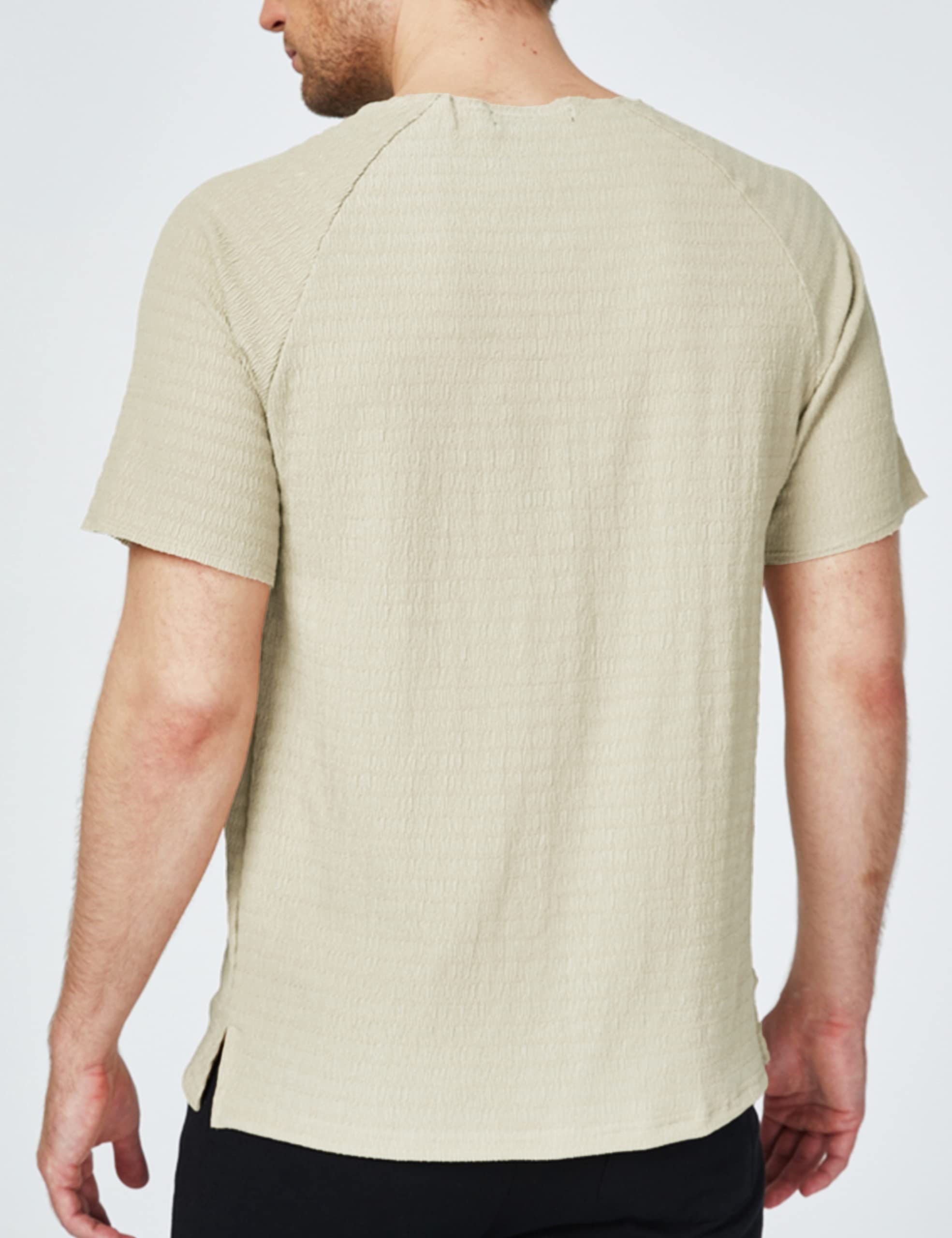 SSLR Men's Henley Shirts - Summer Crewneck Waffle Knit Short Sleeve T-Shirts for Casual Wear & Outdoor Activities