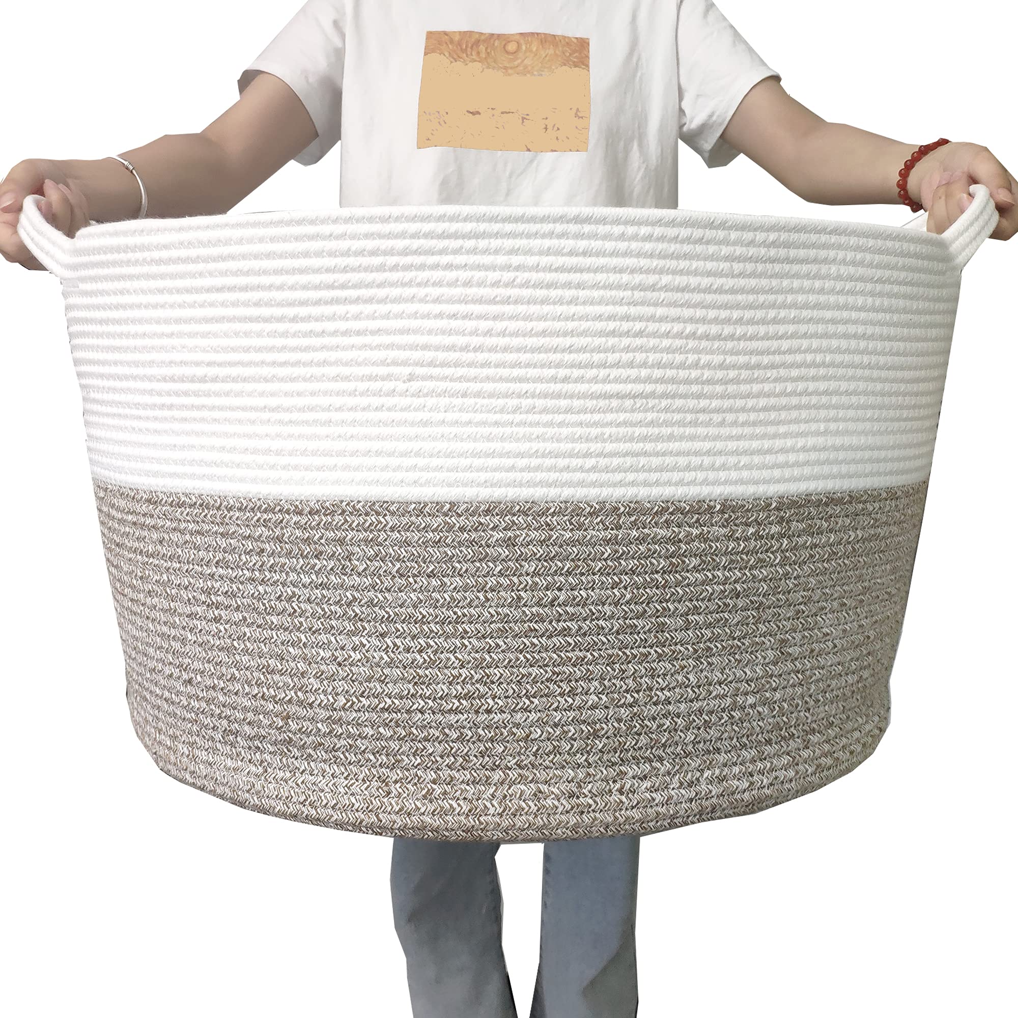 YNEXTRA Extra Large Cotton Rope Woven Basket - 22