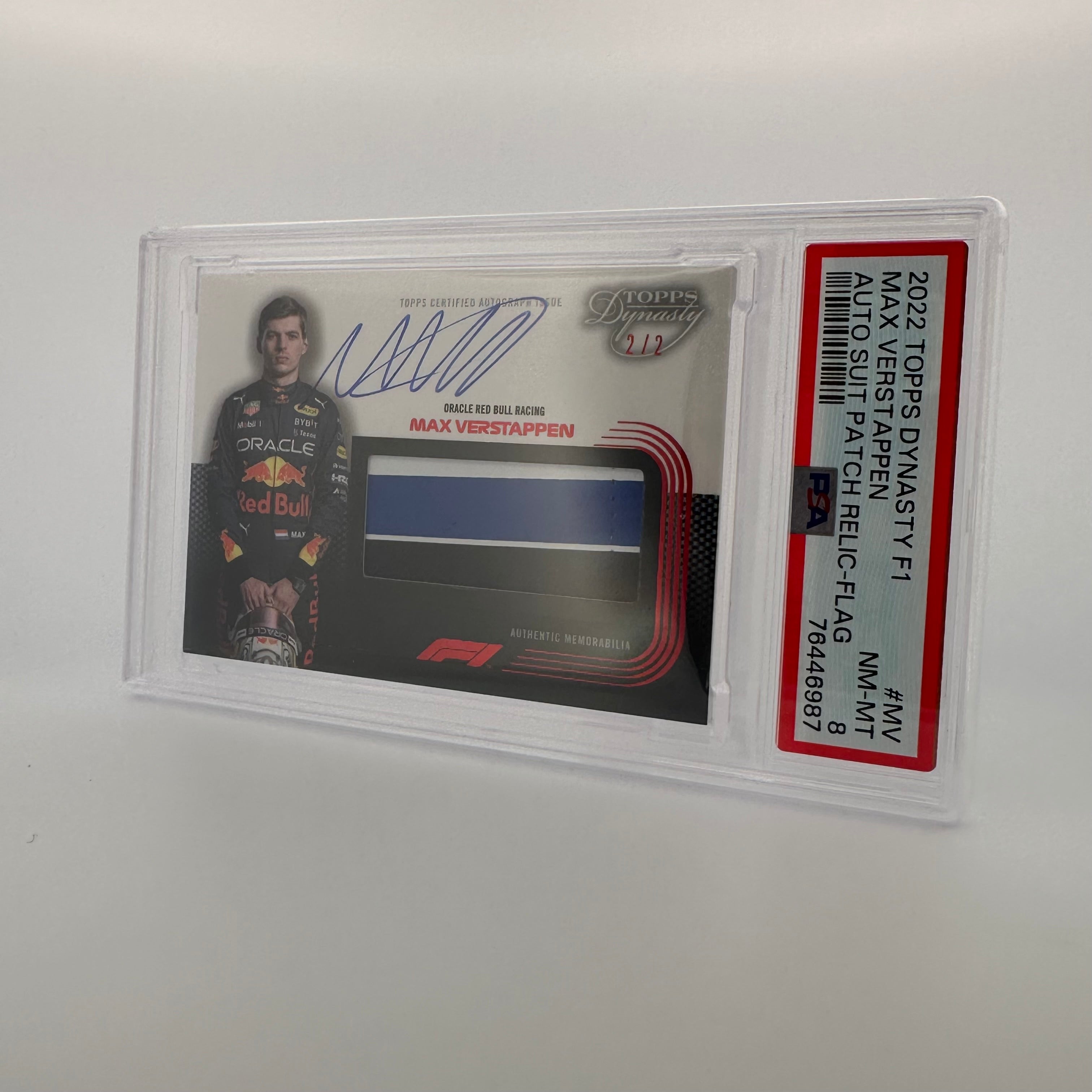 2022 Topps Dynasty F1 Max Verstappen #MV Auto Flag Patch PSA 8 - Perfect for F1 Collectors, Racing Fans & Memorabilia Displays
