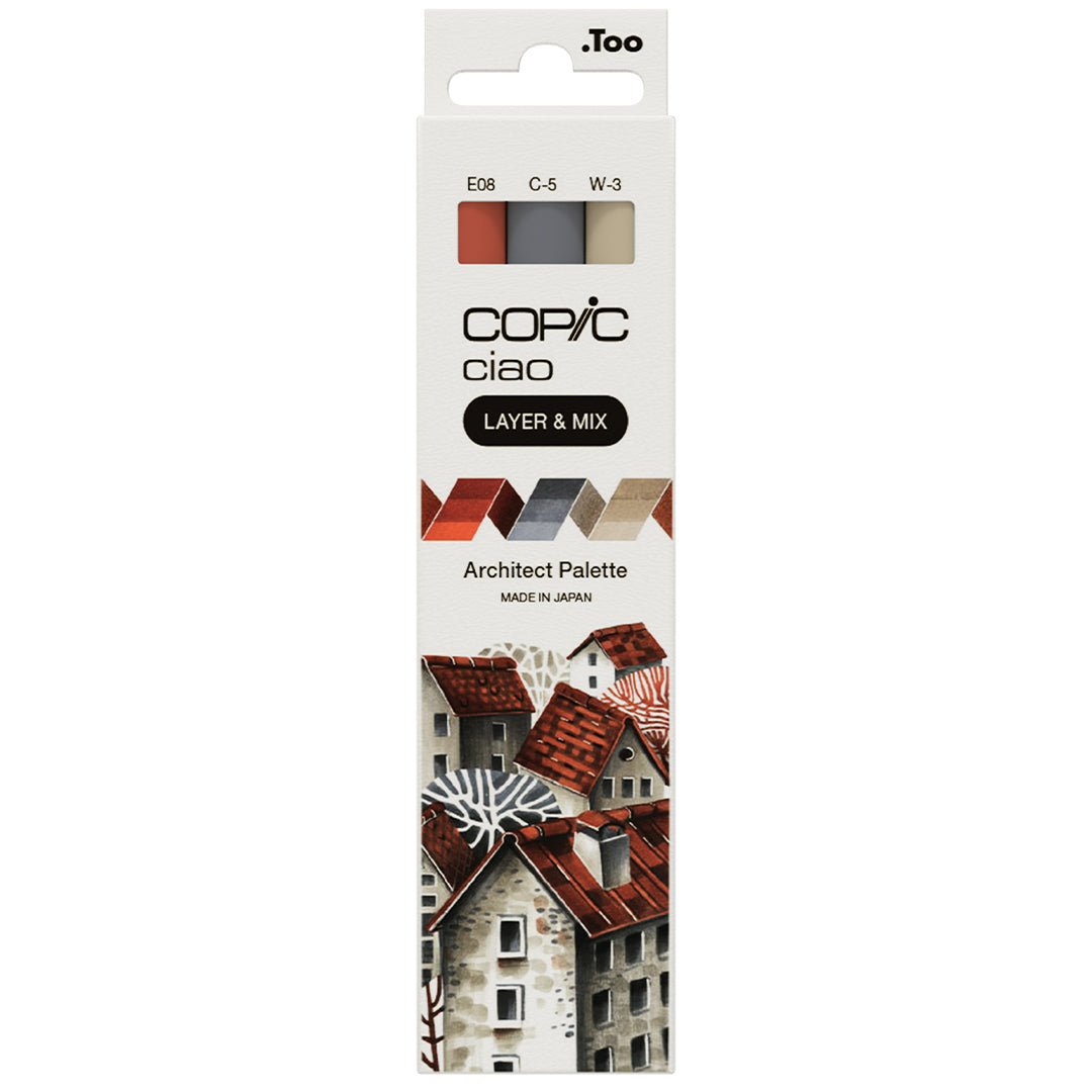 Copic Ciao Alcohol Markers - 3-Piece Layer & Mix Set for Artists, Illustrators & Designers - Perfect for Sketching, Coloring & Blending