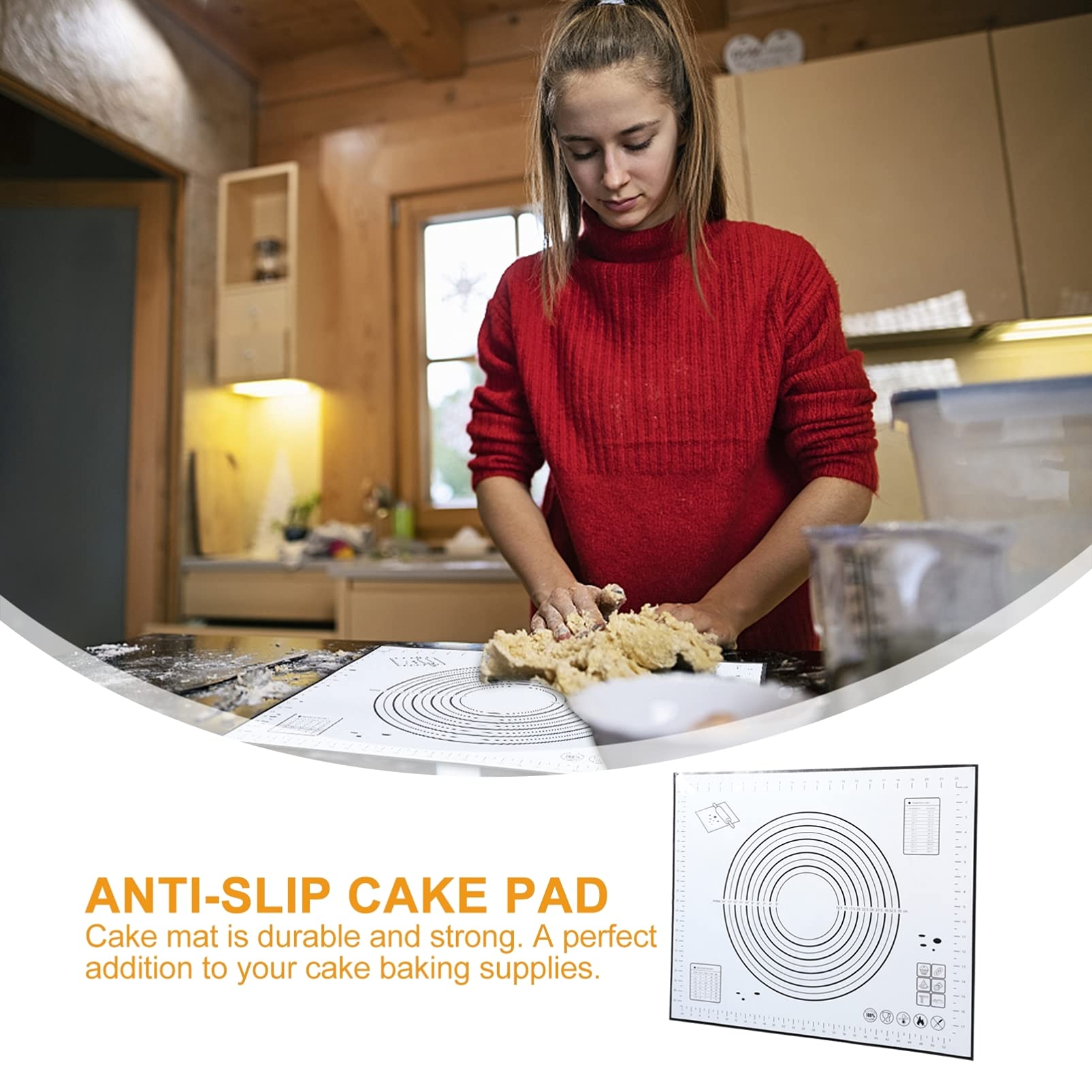 SOLUSTRE Non-Stick Silicone Baking Mat - Reusable Dough Kneading Mat, Pie Crust Mat, Fondant Rolling Mat with Measurement Guide - Food Grade Pastry Mat for Cakes, Cookies & Bread (Perfect for Home Bakers & Professional Kitchens)