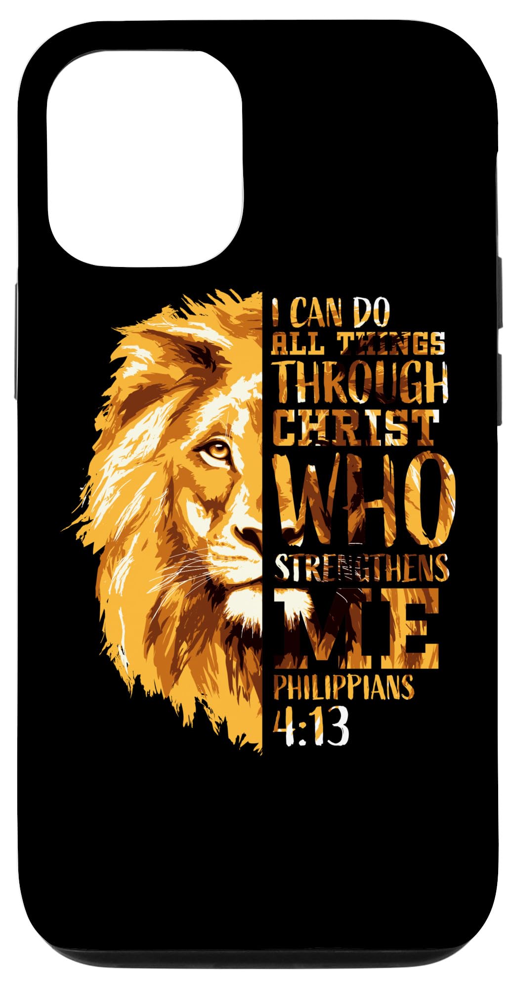 iPhone 12/12 Pro Christian Bible Verse Case - Philippians 4:13 Lion Design Religious Phone Cover for Faith Protection - Perfect for Church, Bible Study & Daily Inspiration