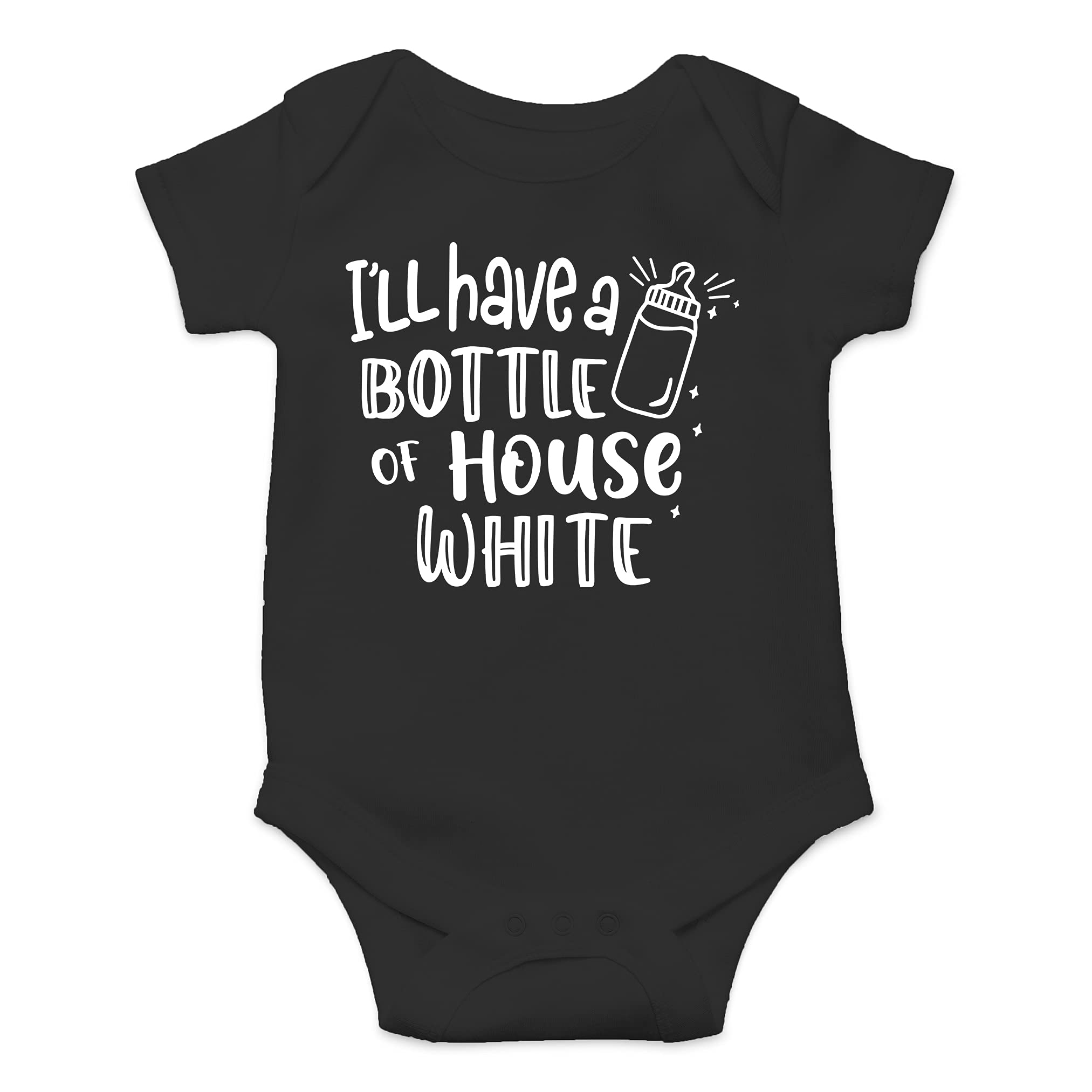 Adorable AW Fashions Baby Bodysuit - 'I'll Have A Bottle Of The House White' Funny Infant Onesie - Perfect for Newborn Photos, Playtime & Family Outings