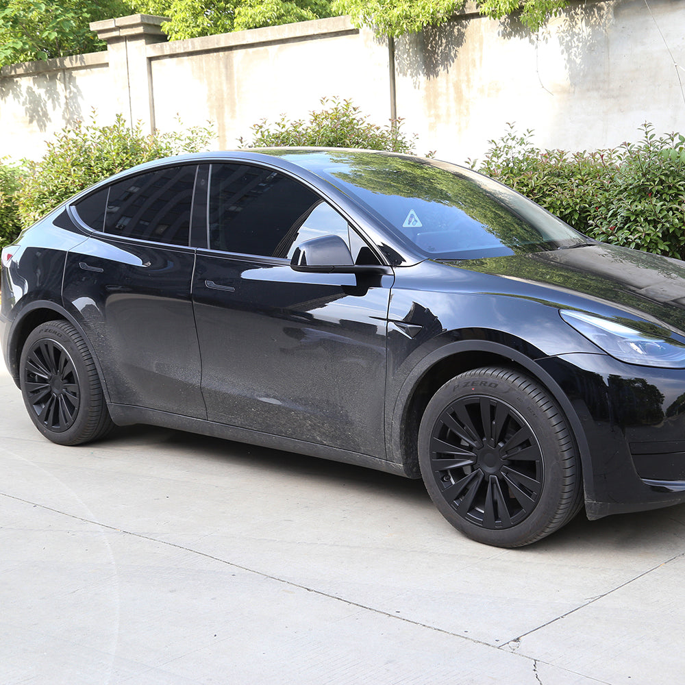 EVBASE 19 Inch Tesla Model Y Turbine Wheel Covers - 4PCS Matte Black Sport Rims for Model X Version | Enhance Style & Protect Alloy Wheels | Perfect for Daily Commuting & Road Trips