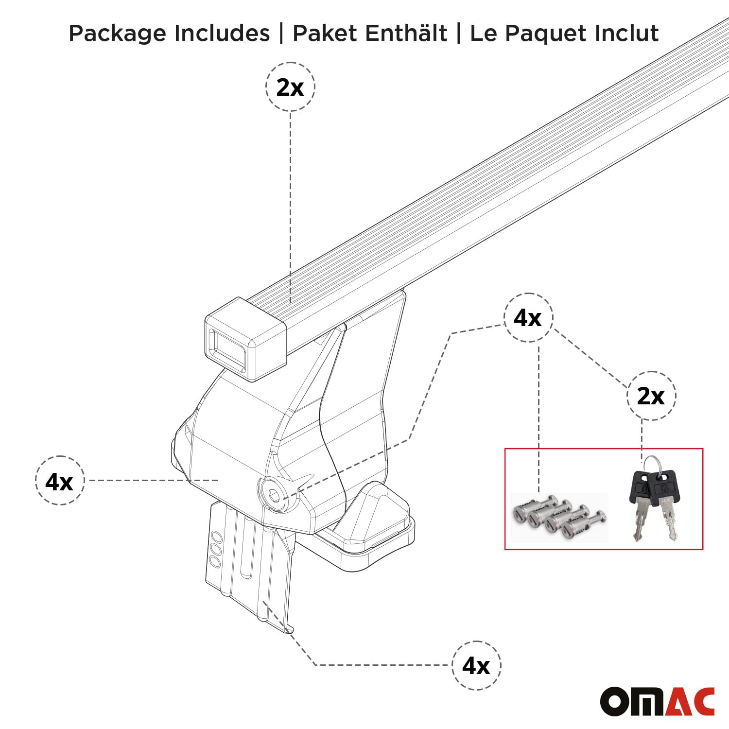 OMAC Universal Roof Rack Cross Bars - Heavy Duty Aluminum Cargo Carrier for Lexus ES 350 (2019-2025) | 2-Piece Gray Set | Perfect for Road Trips, Camping & Outdoor Adventures