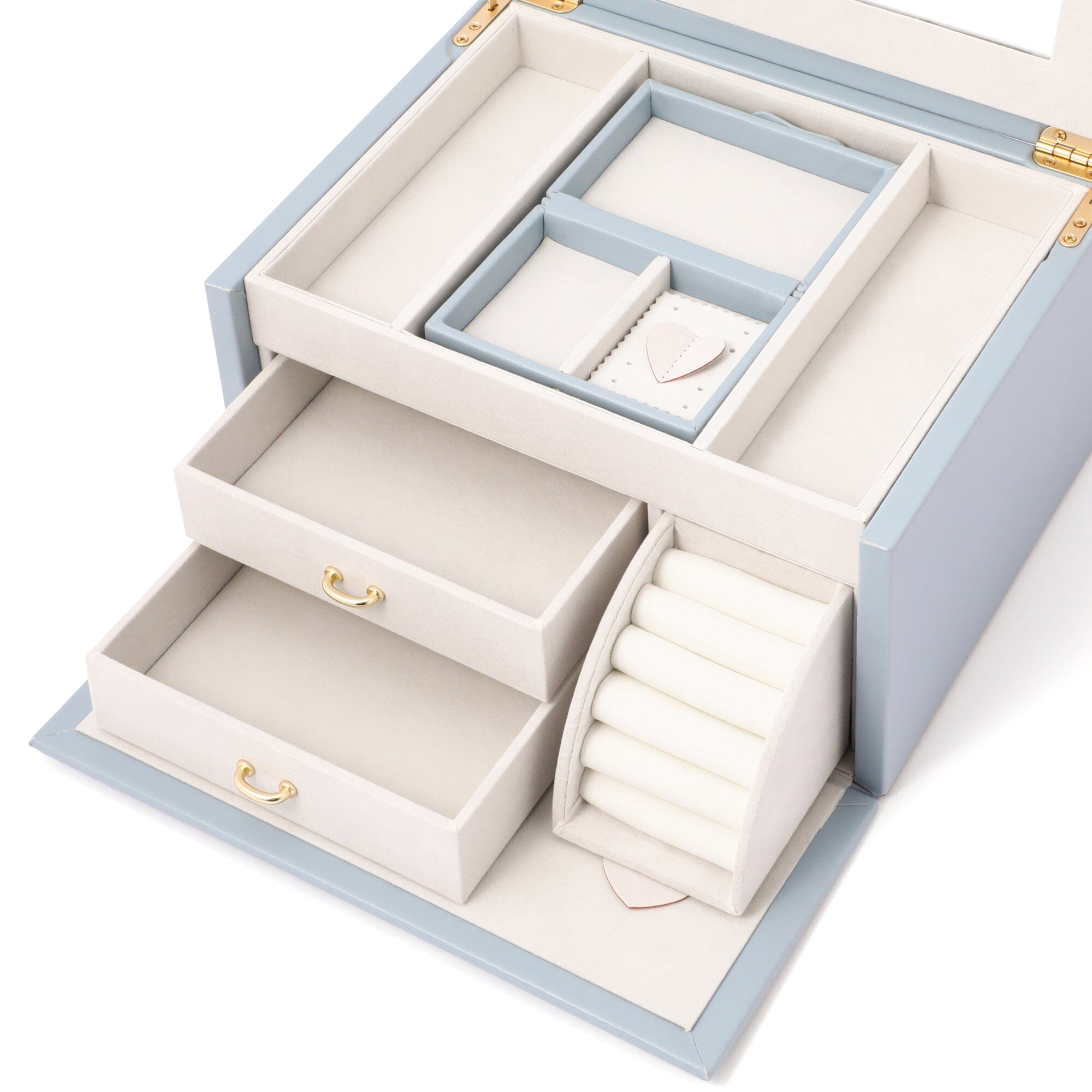 Exquisite Large Blue Embroidery Flower Jewelry Box - Perfect for Organizing Necklaces, Rings & Earrings - Elegant Home Decor & Gift Idea