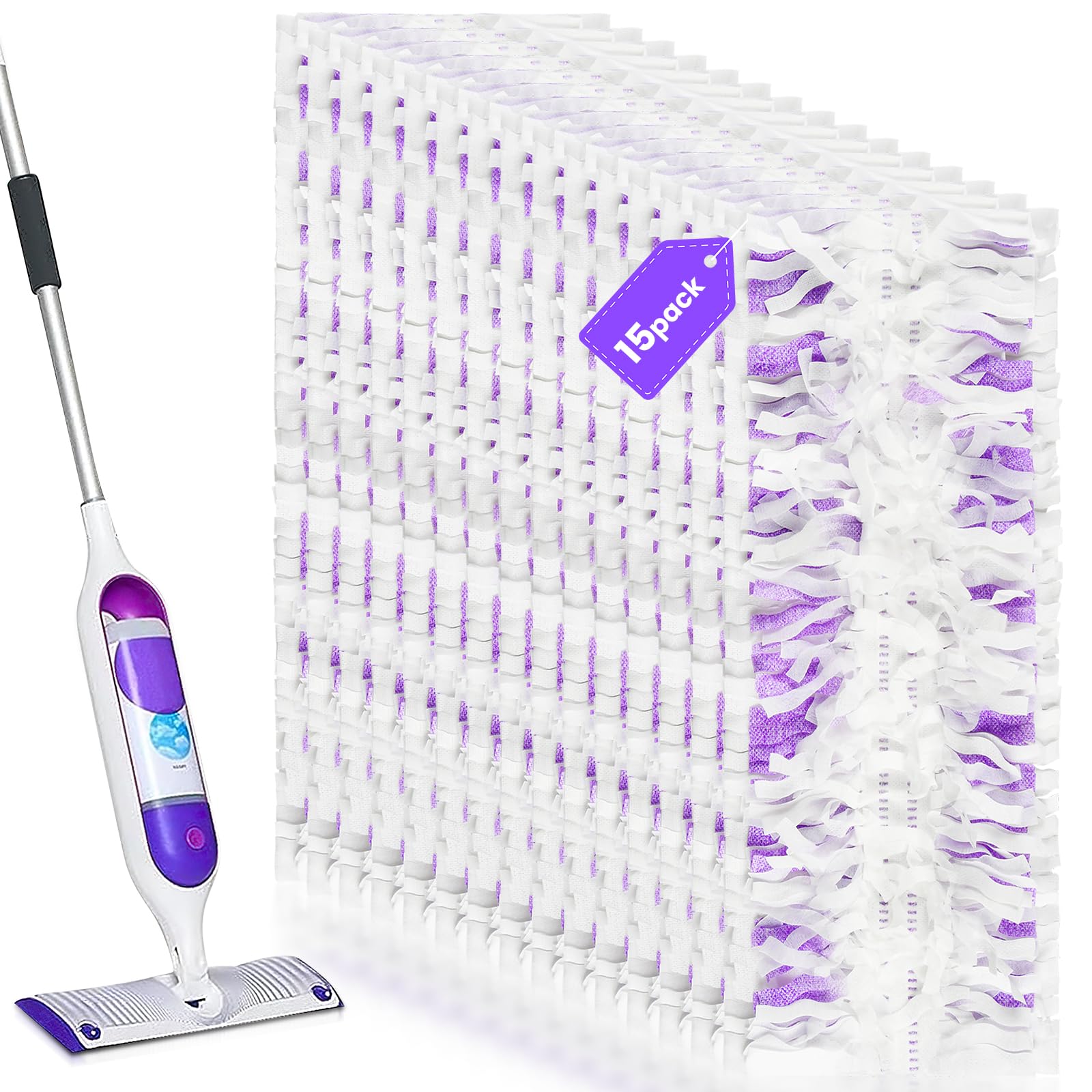 15-Pack Disposable Power Mop Refills for Swiffer PowerMop - Multi-Surface & Wood Floor Cleaning Pads Replacement - Ideal for Quick Home Cleaning & Hardwood Floor Maintenance