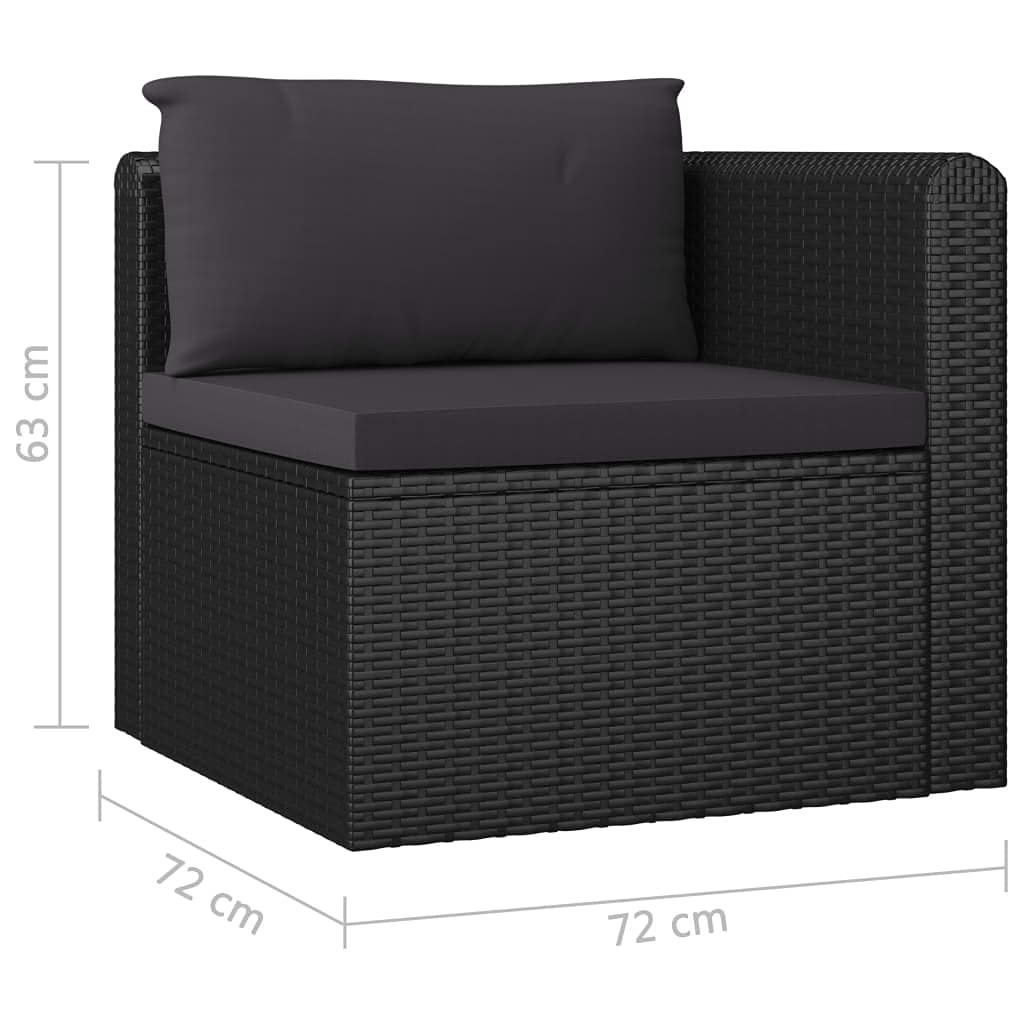 2-Piece Patio Sofa Set with Cushions - Outdoor Wicker Furniture for Garden, Backyard, Poolside, Balcony & Small Spaces - Black Poly Rattan Conversation Set for Relaxing & Entertaining