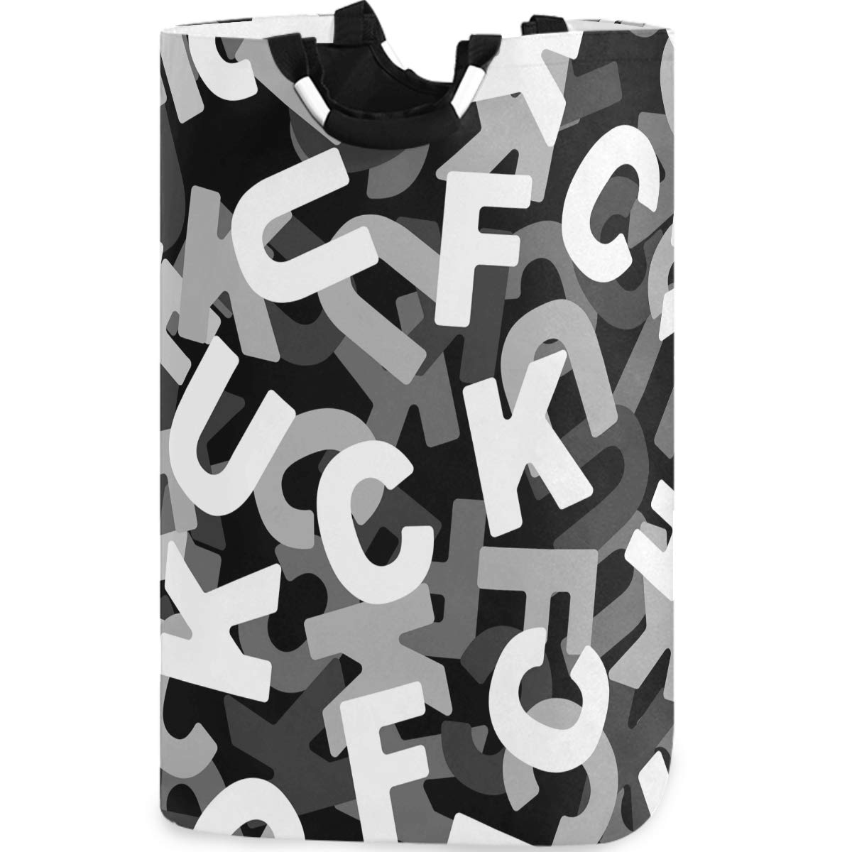 Funny Letter Pattern Large Laundry Bag - Collapsible Oxford Fabric Laundry Hamper with Handles, Foldable Portable Dirty Clothes Basket, Waterproof Washing Bin & Laundry Tote Bag for College Dorm, Travel, Camping & Home Organization