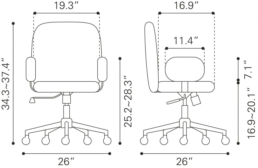 ZUO Modern Lionel Office Fabric Retro Chair - Stylish Mid-Century Design for Home Office & Workspace