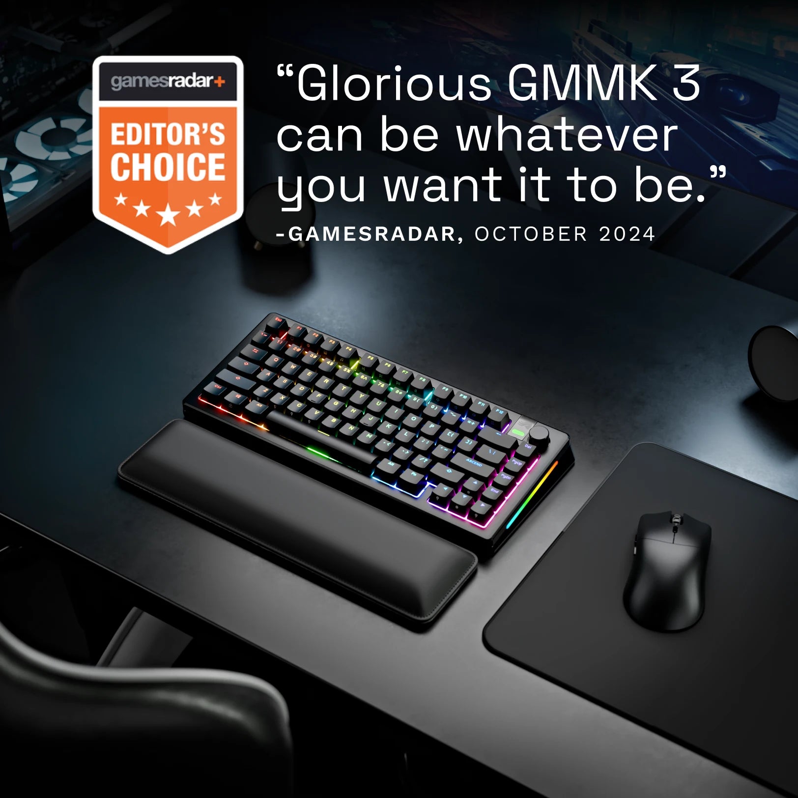 GMMK 3 PRO Wireless Mechanical Gaming Keyboard - 60% Compact RGB Backlit Hot-Swappable - for PC/Mac Gaming, Office Work & Typing