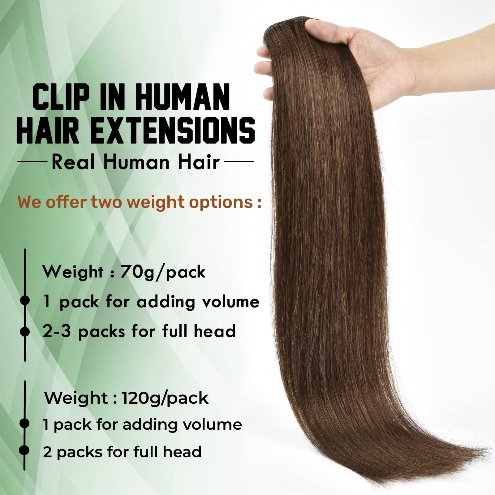 Clip in Hair Extensions 16 Inch - 7pcs 120g Real Human Remy Hair Extensions for Women, Straight Natural Hair Weft with Clips (#4 Brown) | Perfect for Volume Boost, Styling & Special Occasions