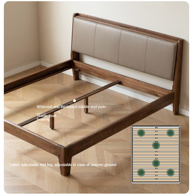 Premium Black Walnut Solid Wood Table Top with Genuine Cowhide Leather - Perfect for Dining Tables, Desks, and Luxury Home Decor