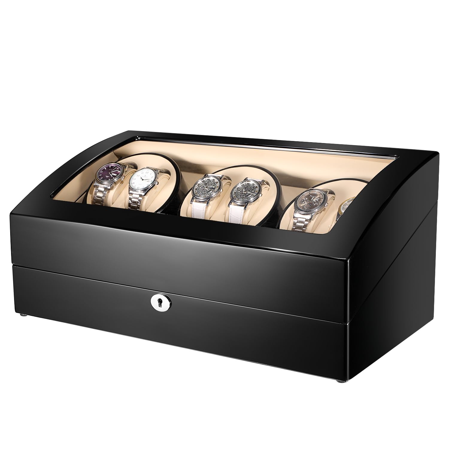 6 Automatic Watch Winder Box with 7 Extra Storage Slots - Quiet Mabuchi Motor - Large Capacity Watch Case for Men & Women - Perfect for Watch Collections, Travel & Display