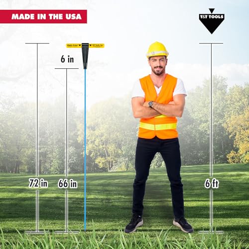 T&T Tools Mighty Probe Insulated Metal Soil Probe - 72-Inch Heavy Duty Gardening Tool with 3/8
