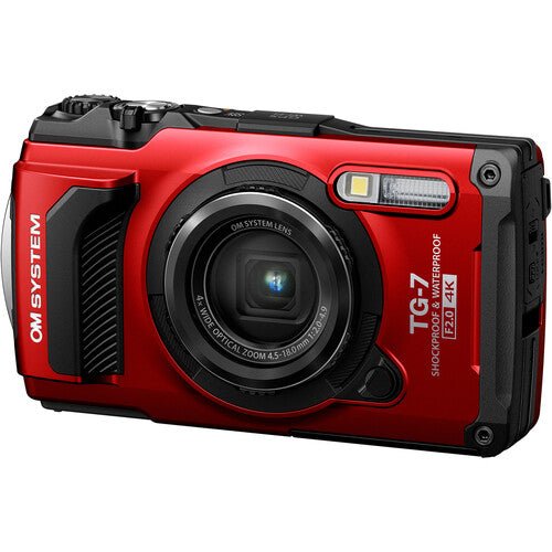 OM SYSTEM Tough TG-7 Waterproof Digital Camera (Red) - 4K Video, Macro Mode & Underwater Photography for Outdoor Adventures, Travel & Snorkeling