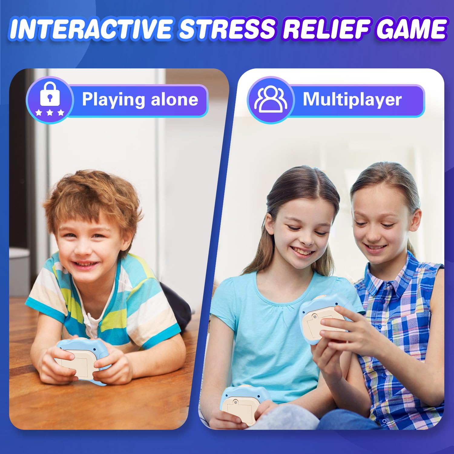 Upgraded Fast Push Game for Kids 6-12 | Pop Sensory Fidget Toys for Boys & Girls Ages 3-12 | Stress Relief & Reaction Training | Perfect Birthday Gift for Kids | Great for Classroom, Travel & Home Play (Blue)