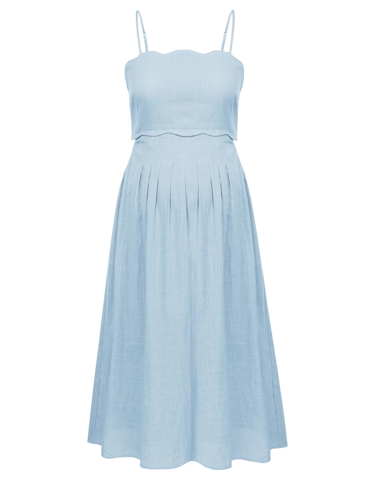 Maacie Maternity Midi Dress 2025 - Spaghetti Straps, Smocked Side Cutout, Cotton Boho Flowy Loose A-Line Summer Dress for Pregnancy | Perfect for Beach Vacations, Baby Showers & Maternity Photoshoots