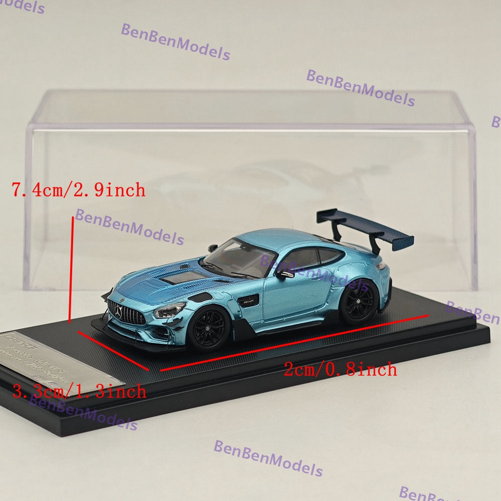 1:64 Scale Mercedes AMG GT S Carbon Fiber Widebody Racing Sports Car Model - Blue - Perfect for Diecast Collectors, Car Enthusiasts, and Racing Display Scenes
