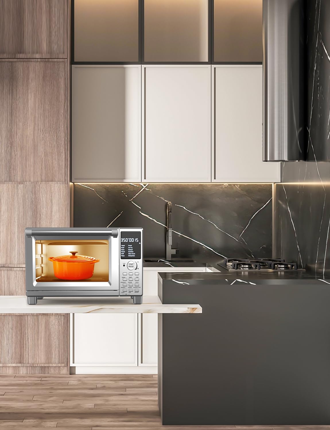 Nuwave Bravo Pro Smart Toaster Oven Countertop - 30QT Stainless Steel Air Fryer Combo with 100% Convection, 112 Presets & Pizza Zones | 35% Crispier, PFAS Free | Perfect for Baking, Roasting & Air Frying in Small Kitchens