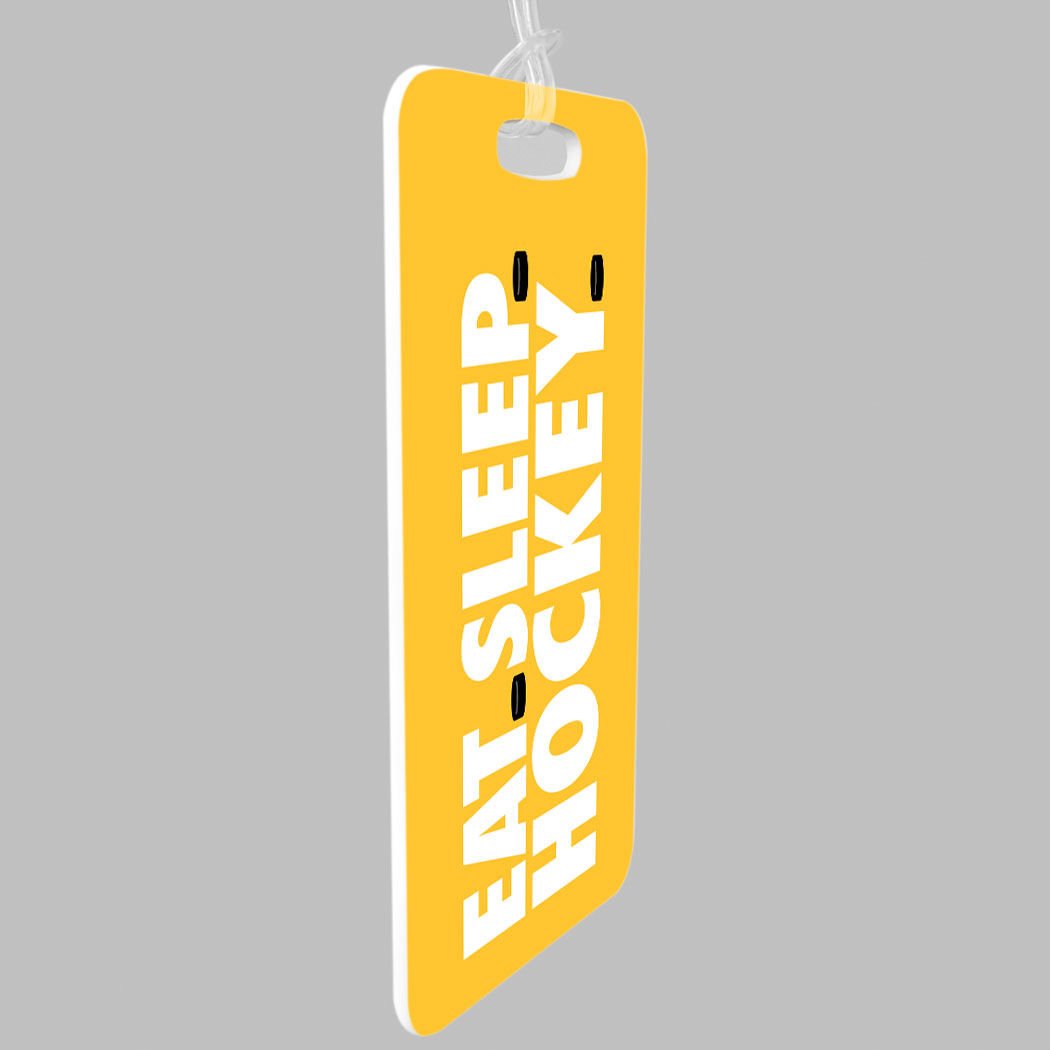 ChalkTalkSPORTS Hockey Luggage Tag & Bag Tag - Personalized Custom Info on Back - Medium Gold Hockey Accessories - Perfect for Travel, Tournaments & Hockey Fan Gifts
