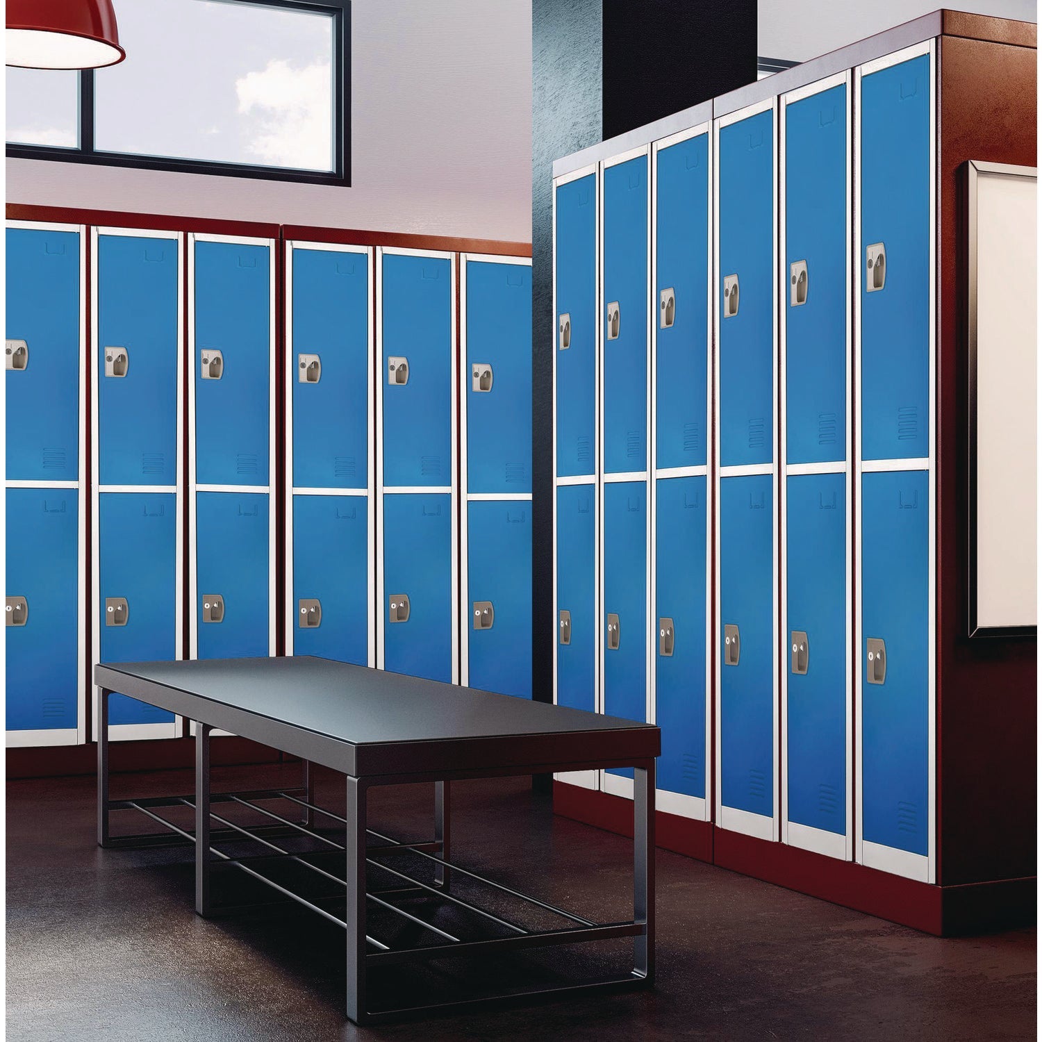 Steel Storage Locker with 2 Compartments - 12x12x72 Inches, Blue - Heavy-Duty School, Gym & Office Locker for Secure Storage