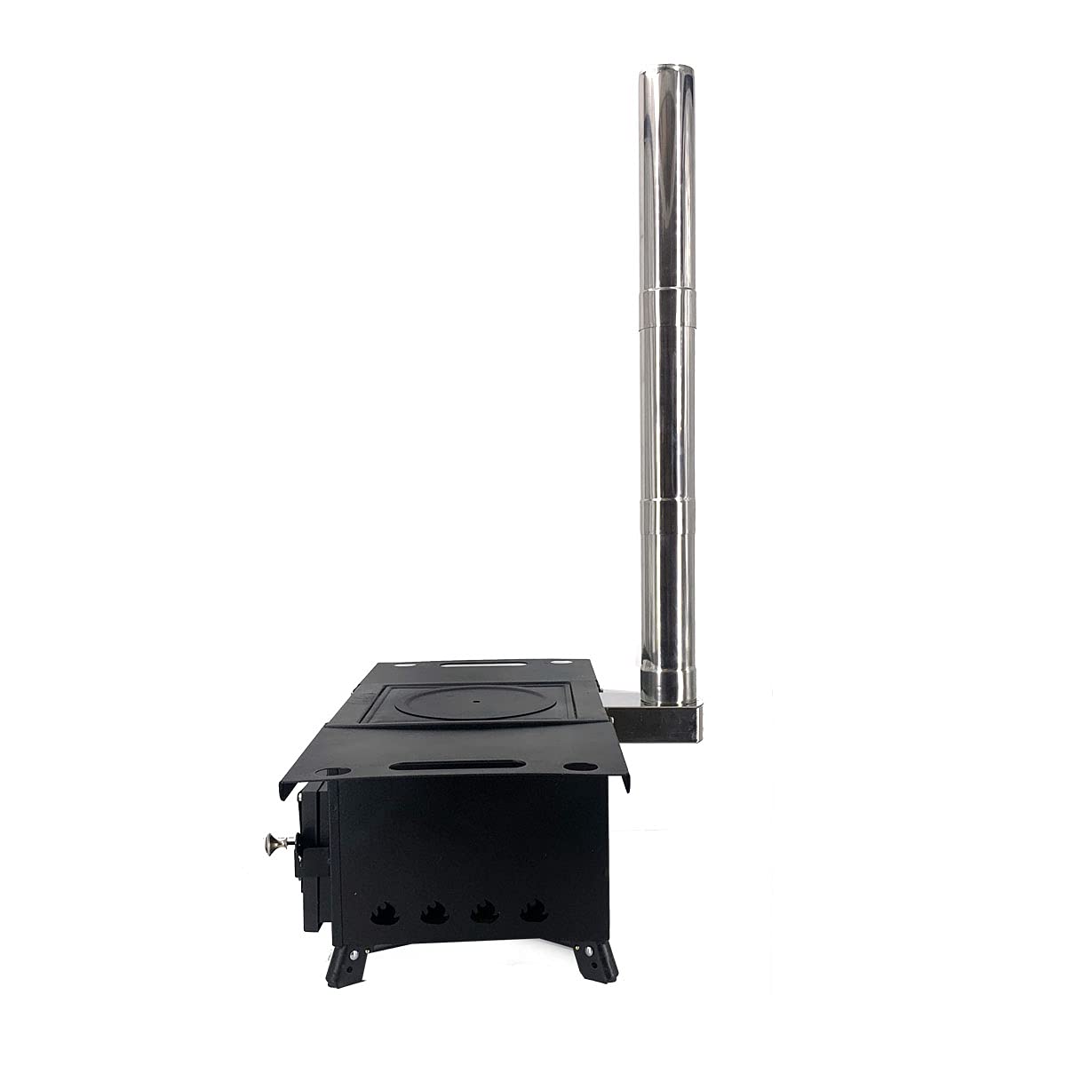 Portable Wood Burning Stove for Camping - Outdoor Tent Stove with Chimney Pipe, Side Racks & Viewing Window - Multi-Fuel Heater & Cooker for Tents, Cabins, Hunting Shelters (Perfect for Winter Camping & Emergency Heating)