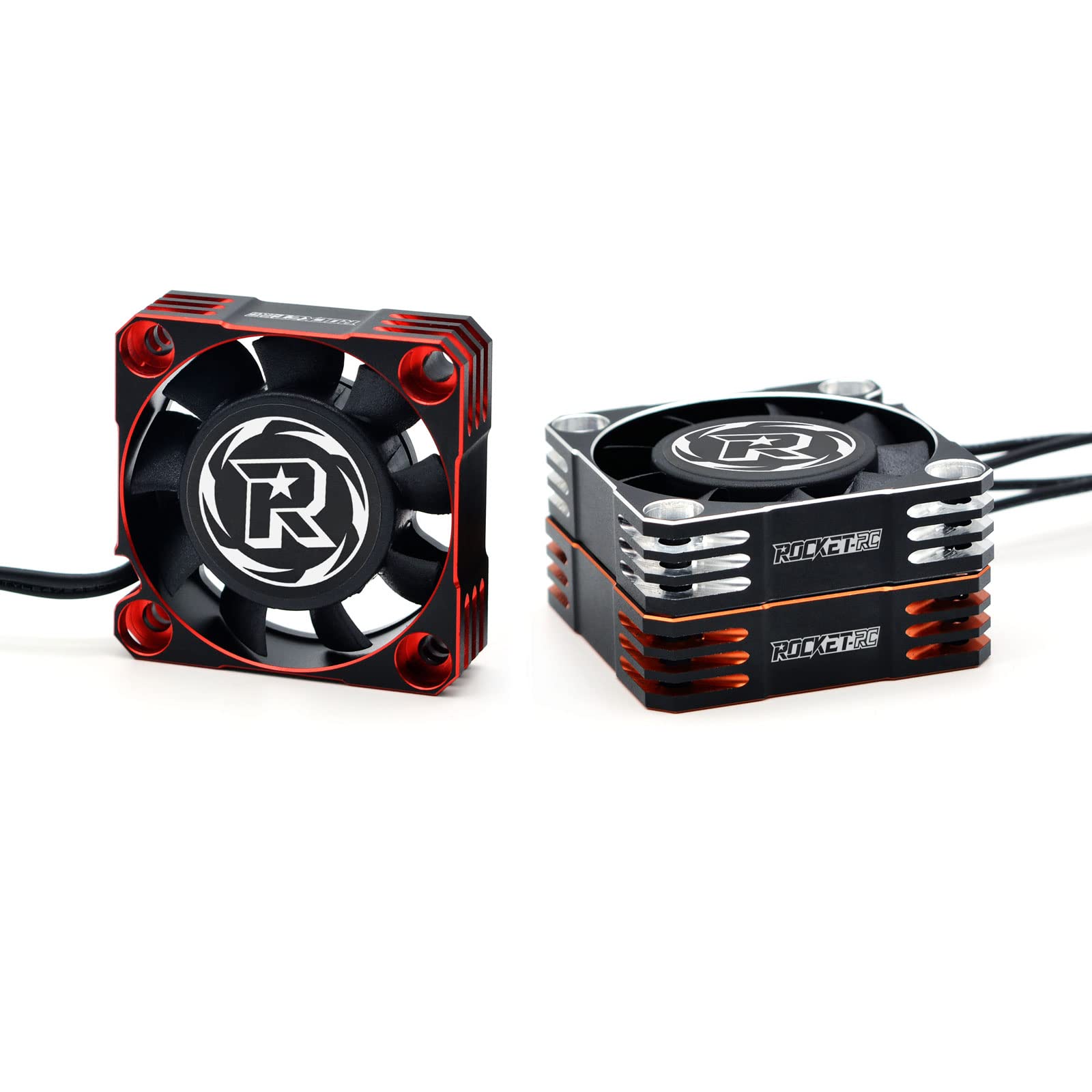 Surpass Rocket 40x40mm 16000RPM Waterproof RC Cooling Fan - High Speed ESC & Motor Fan for 1/10 1/8 Scale RC Cars & Trucks (Orange Black) - Perfect for Off-Road Racing & Extreme Performance Cooling