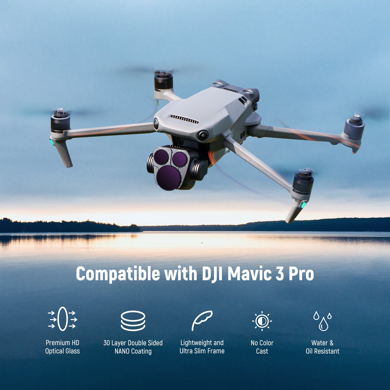 NEEWER FL A19 2 Pack Variable ND Filter Set for DJI Mavic 3 Pro & Pro Cine - Professional Drone Camera Lens Filters for Cinematic Aerial Photography & Videography