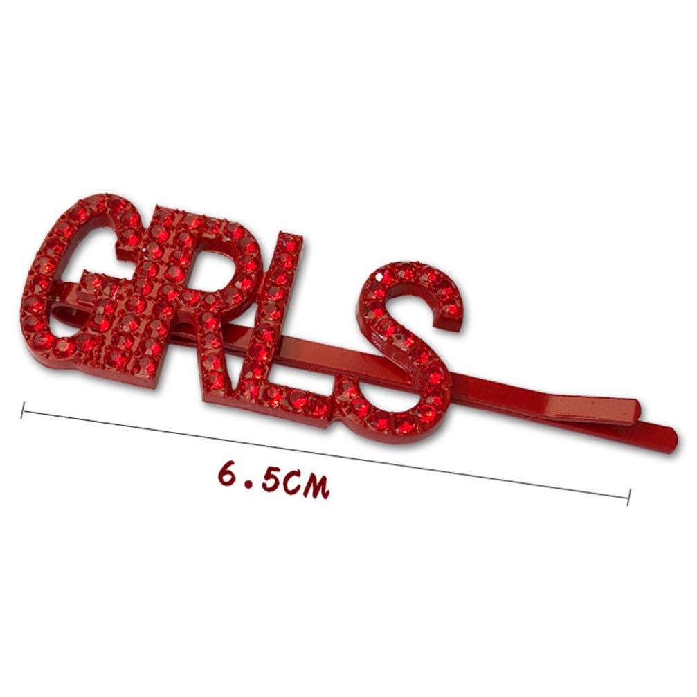 Beaupretty Red Rhinestone Words Hair Clips - Bling Crystal Letter Hair Pins for Women & Girls | Elegant Barrettes & Hair Accessories for Parties, Weddings & Daily Styling