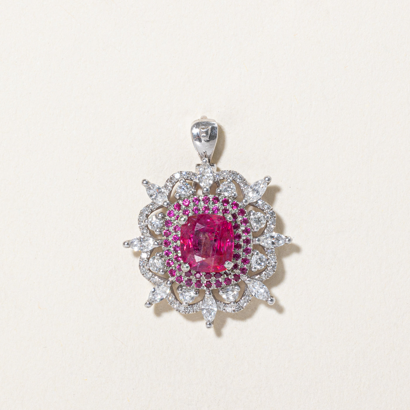 GRS Certified Ruby & Diamond Convertible Pendant & Ring Set - 2.17ct Ruby & 1.01ctw Diamonds - Size 6.5 - Elegant Jewelry for Weddings, Anniversaries & Special Occasions