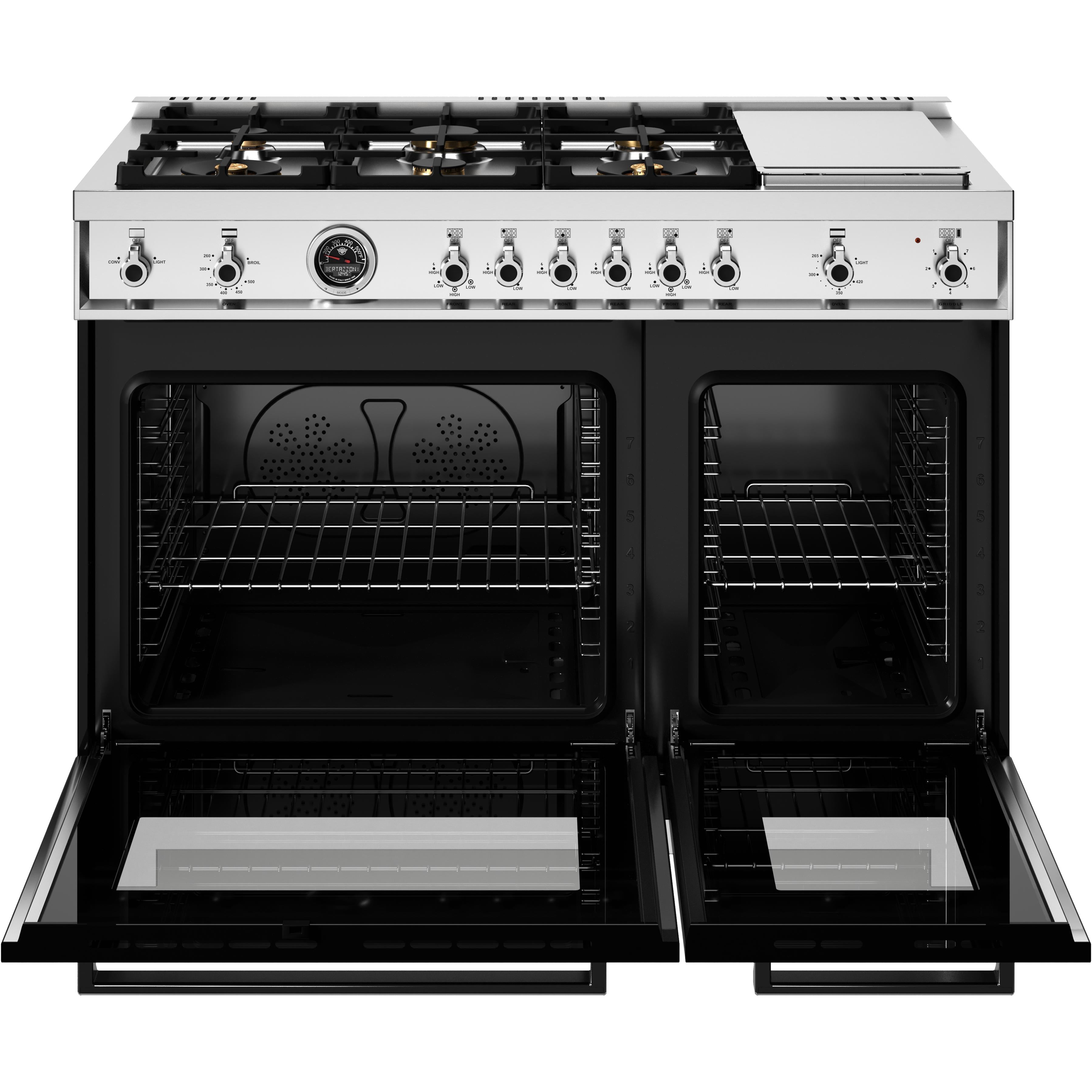 Bertazzoni PRO486BTFGMNET 48-Inch Freestanding Gas Range - Professional Grade Stainless Steel Oven for Home Chefs & Gourmet Cooking