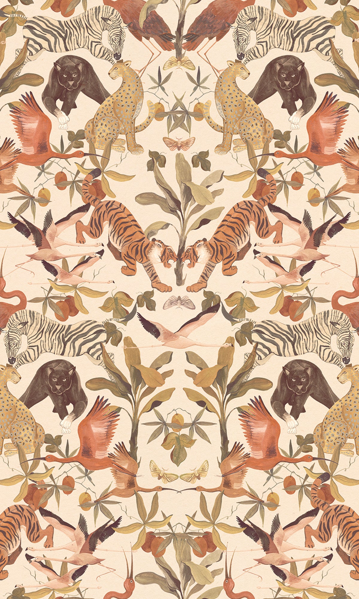 Magic Animals Botanical Wallpaper - Cream Floral Design (RM9016) for Nursery, Kids Room & Playroom Decor