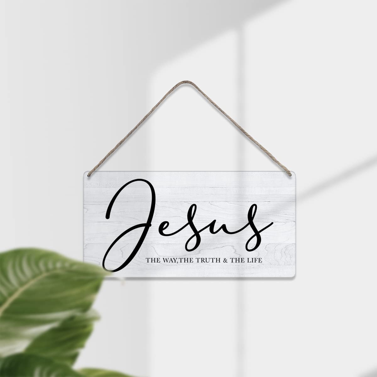 Jesus the Way Truth Life Wooden Wall Plaque - Rustic Christian Home Decor with Bible Verse - Perfect for Living Room, Bedroom & Church