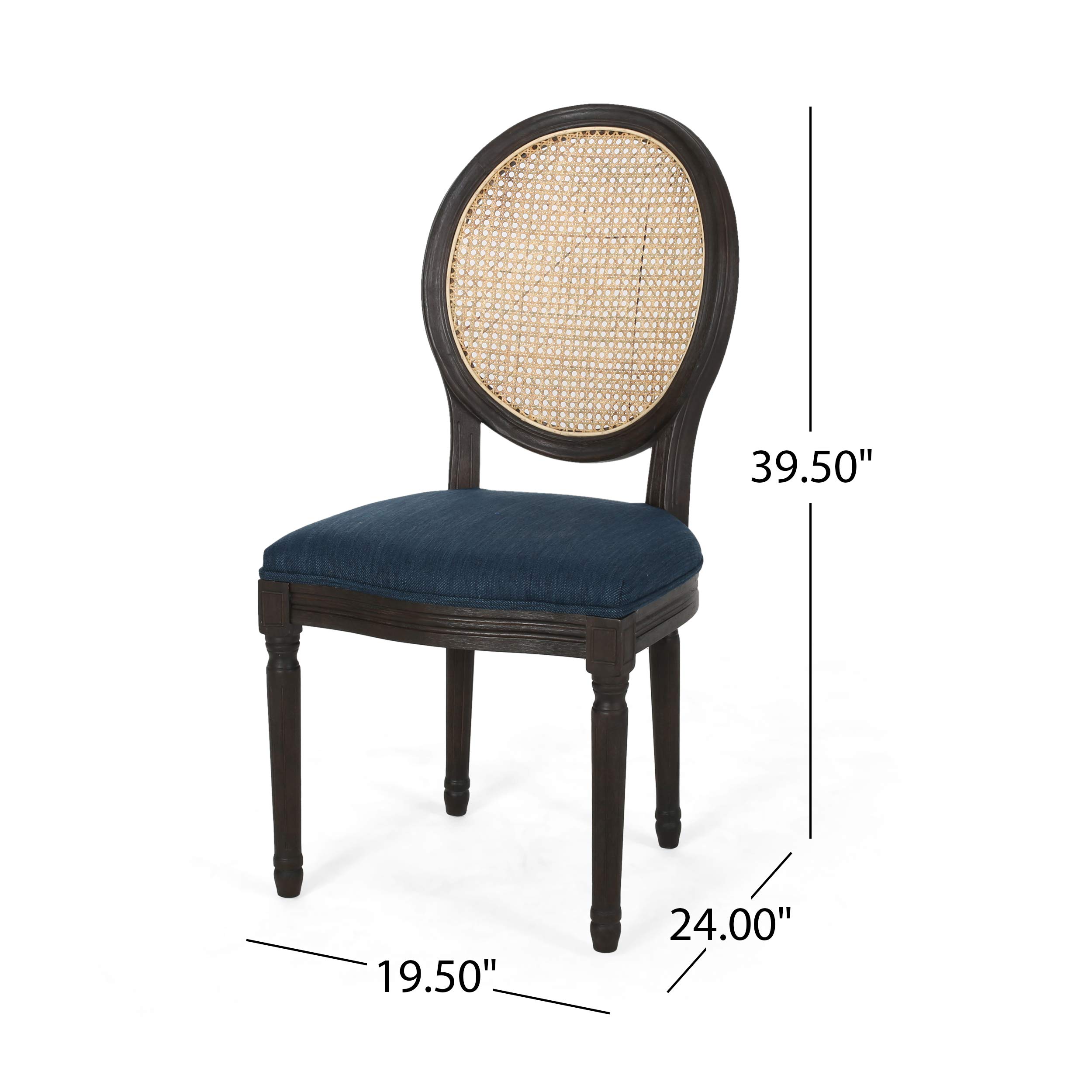 GDFStudio Wooden Dining Chairs with Cushions (Set of 2) - Navy Blue, Natural & Black - Sturdy Wooden Chairs for Kitchen, Dining Room, Breakfast Nook & Home Decor