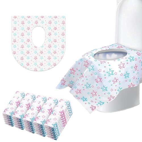 **Extra Large Waterproof Disposable Toilet Seat Covers - 20 Pack, Individually Wrapped, Travel & Public Restroom Essentials for Kids, Adults & Toddler Potty Training (Star Design) - Perfect for Airports, Camping & Hygiene On-The-Go**
