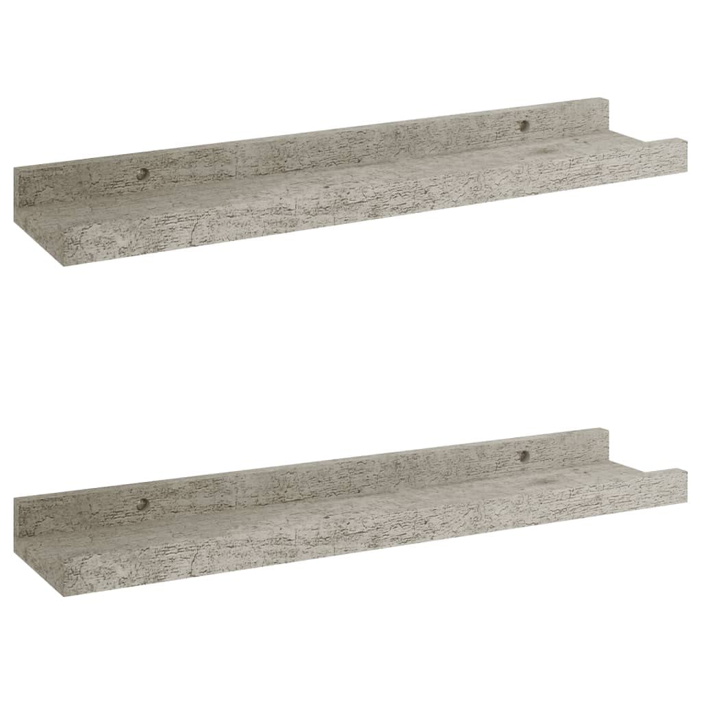2 Pack Floating Wall Shelves - Modern Concrete Gray Bathroom & Bedroom Shelves (15.7