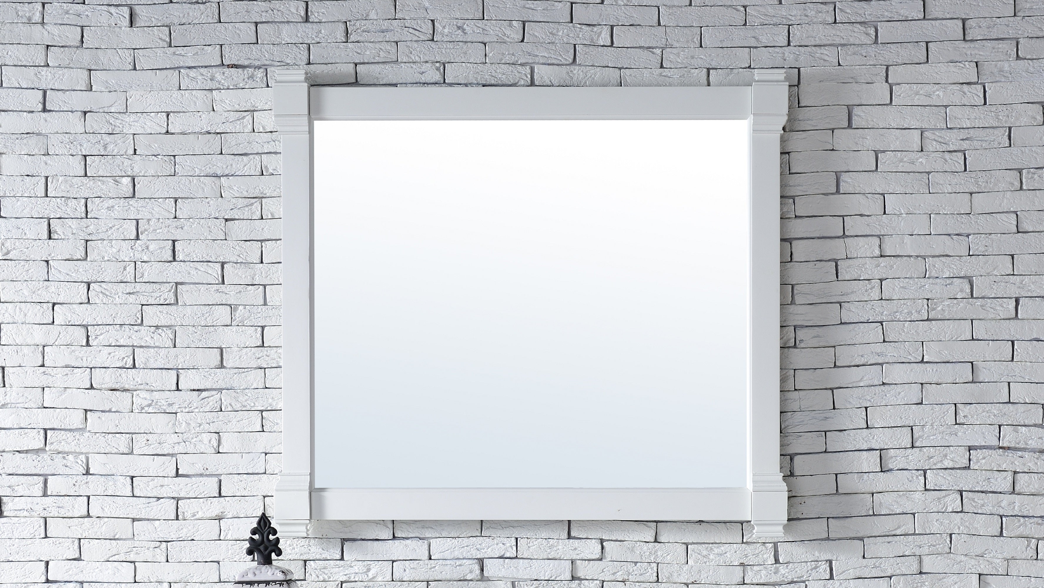 Brittany 43-Inch Bright White Wall Mirror - Elegant Home Decor for Living Room, Bedroom & Entryway