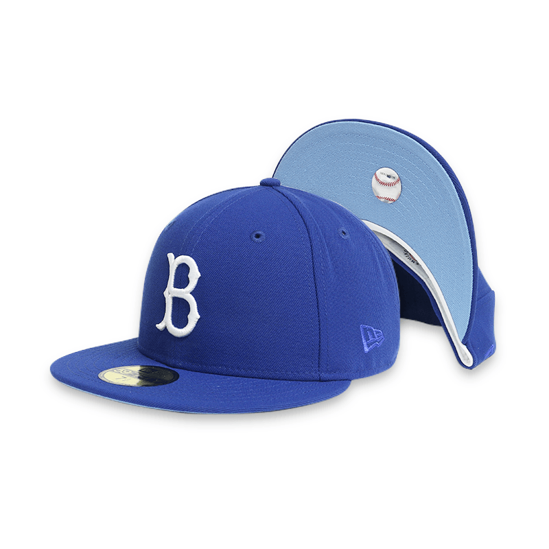 Brooklyn Dodgers Men's Blue Fitted Baseball Cap - Official MLB Licensed Snapback Hat for Sports Fans & Casual Wear