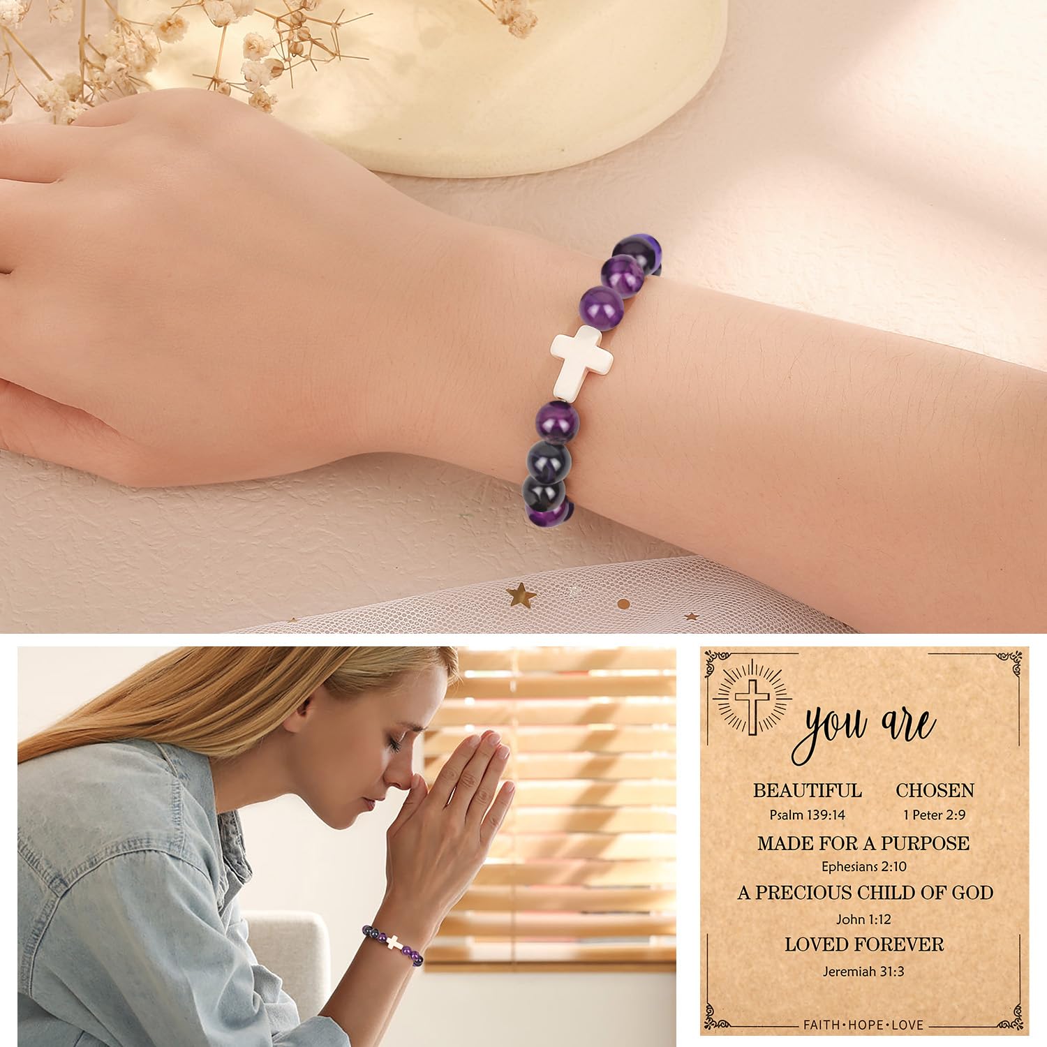 Christian Easter Gifts for Women - Religious Cross Bracelet for Mom, Daughter, Sister, Grandma - Inspirational Jesus Jewelry | Perfect for Easter Basket Stuffers, Birthday & Faith-Based Occasions | Wear to Church, Bible Study & Daily Inspiration