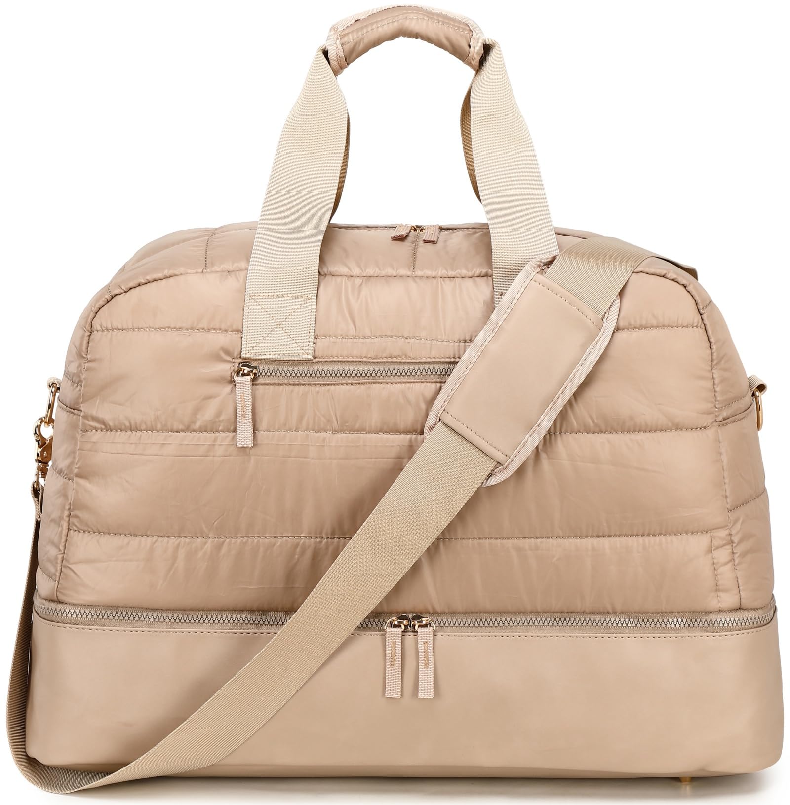 Stylish CAMTOP Quilted Puffer Weekender Bag for Women - Travel Duffle with Shoe Compartment | Perfect Carry-On Overnight Tote for Weekend Getaways, Gym, and Business Trips