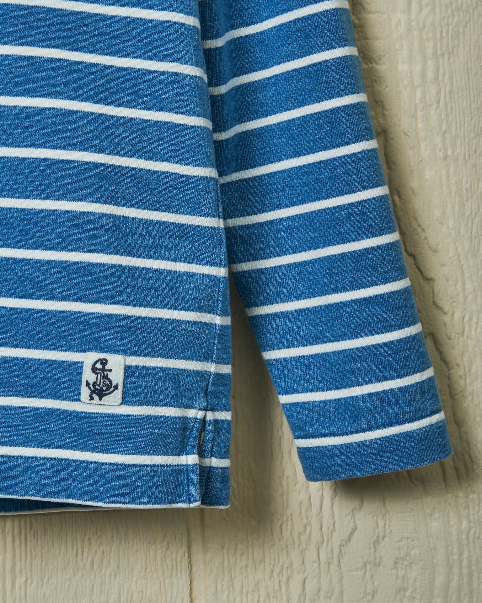 Premium Heavyweight Long Sleeve Indigo Polo Shirt - ¾