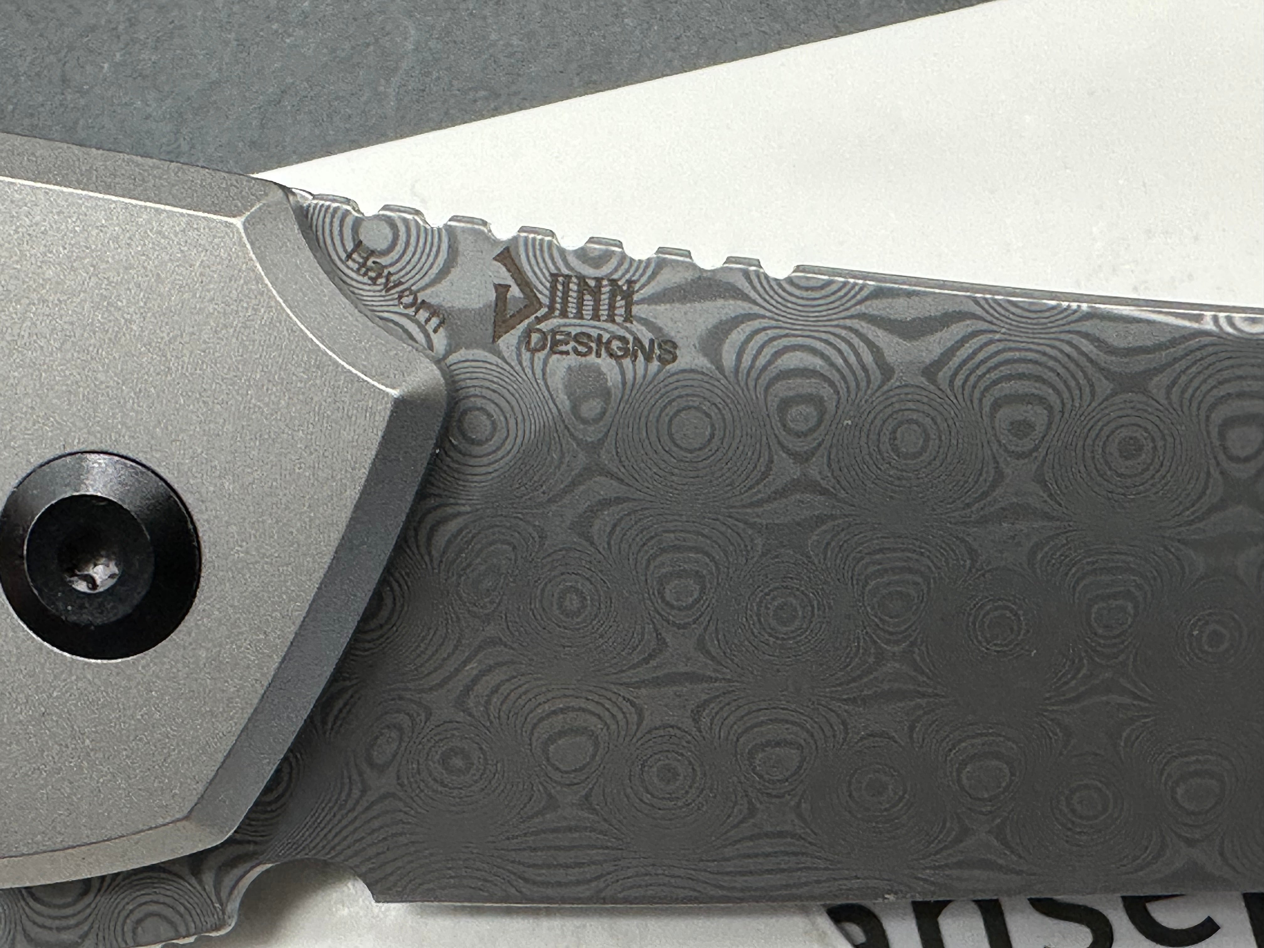 Kansept HAVORN Frame Lock Folding Knife - Black & White Carbon Fiber/Titanium Handle, 3.4