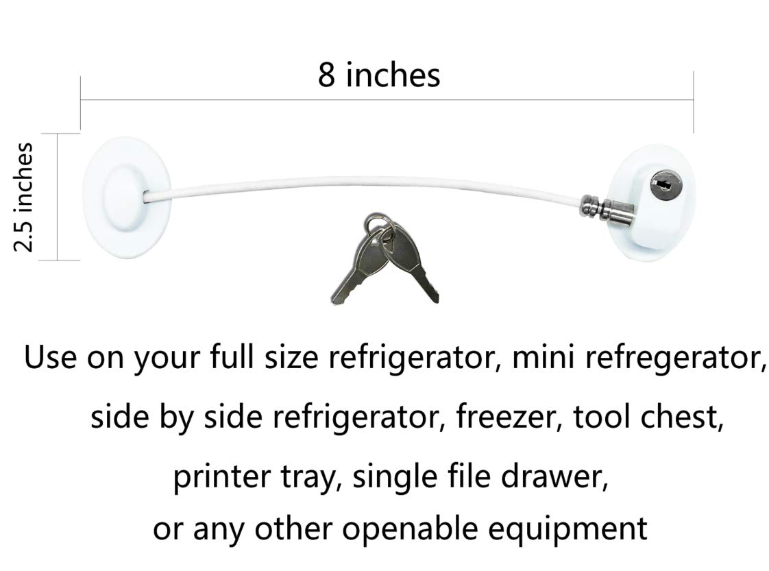 1 Pack Refrigerator Lock with 2 Keys - Child Proof Dorm Freezer & Cabinet Safety Lock with Strong Adhesive | Secure Fridge, Freezer & Cupboards for Baby Safety in Home, Kitchen & Nursery