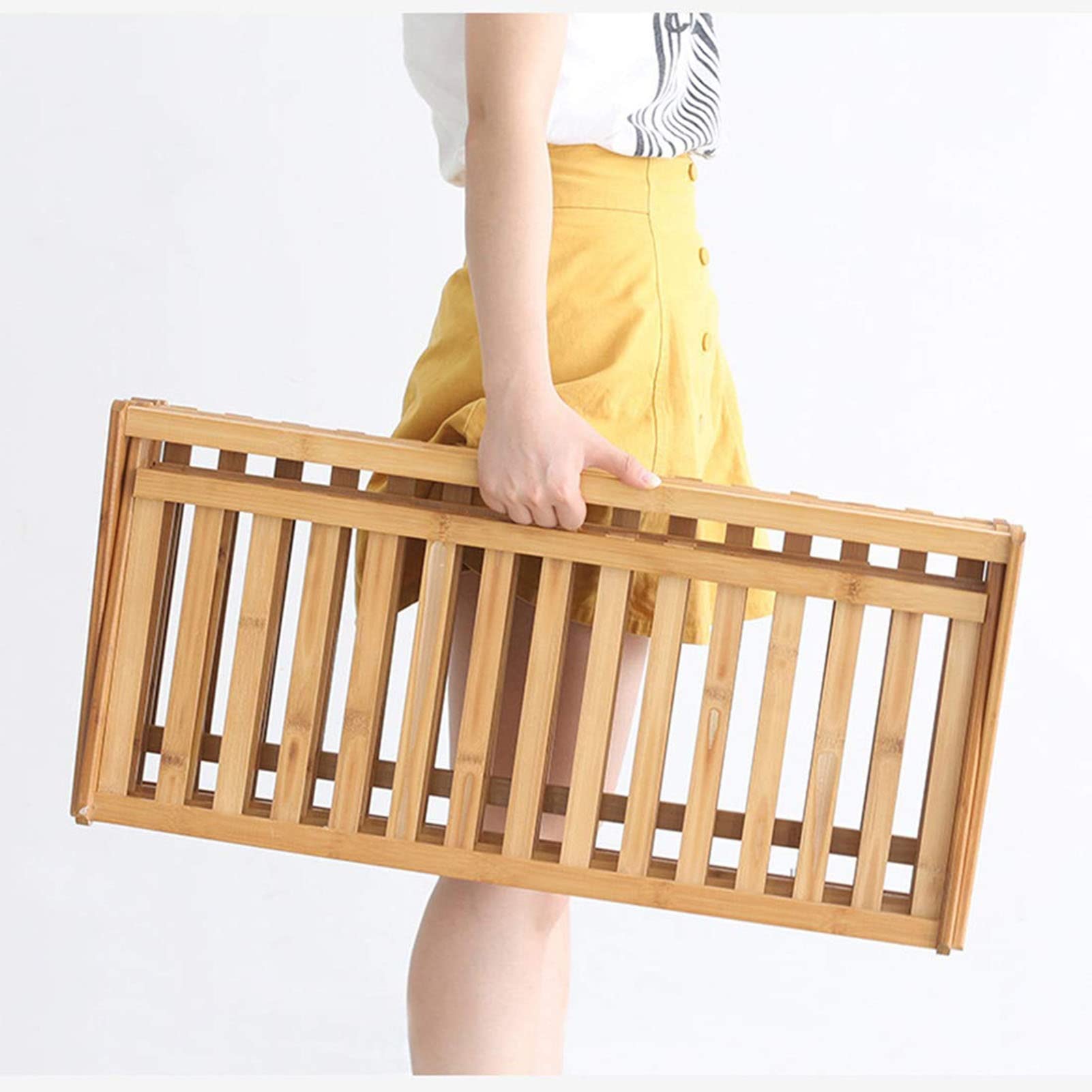 6-Tier Foldable Bamboo Shoe Rack & Suitcase Stand - Multifunctional Entryway Storage Organizer for Hallway, Bathroom, Living Room, Bedroom | Space-Saving Shoe Shelf for Small Apartments & Home Organization